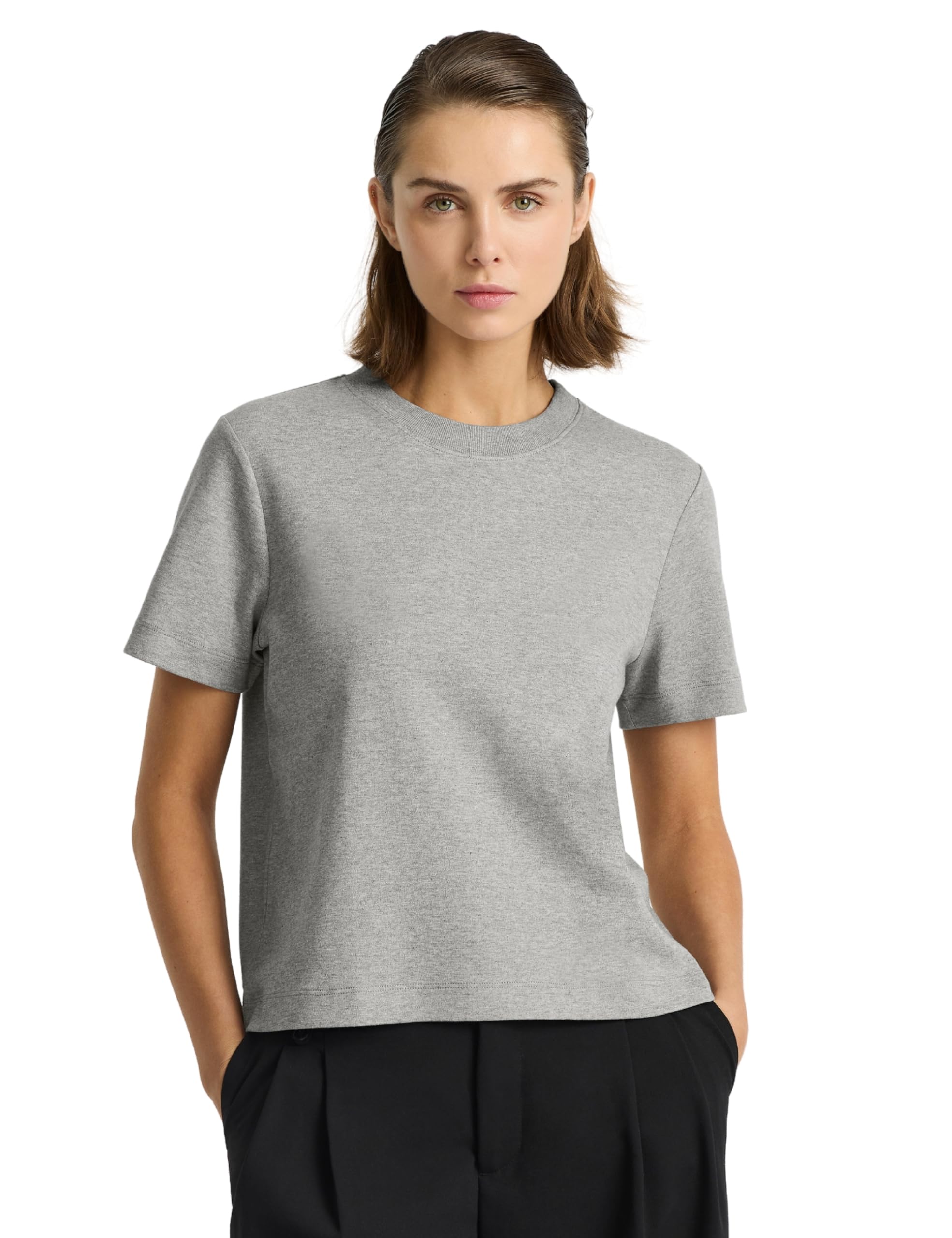Presics Women’s Supima® Box Cut T-Shirt – USA-Grown Cotton, Relaxed Fit, Cropped Length, Crew Neck, Short Sleeve
