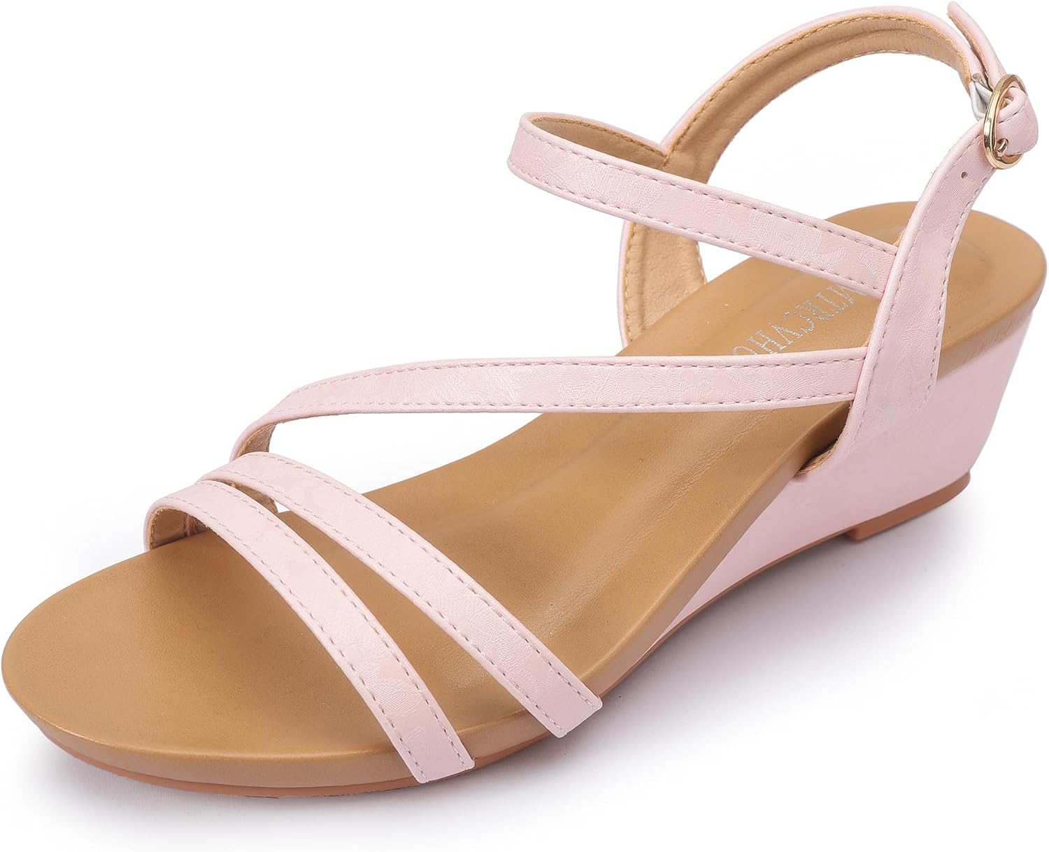 Wedge Sandals for Women Dress Elastic Ankle Strap Rhinestone Sandals Summer Comfortable Shoe