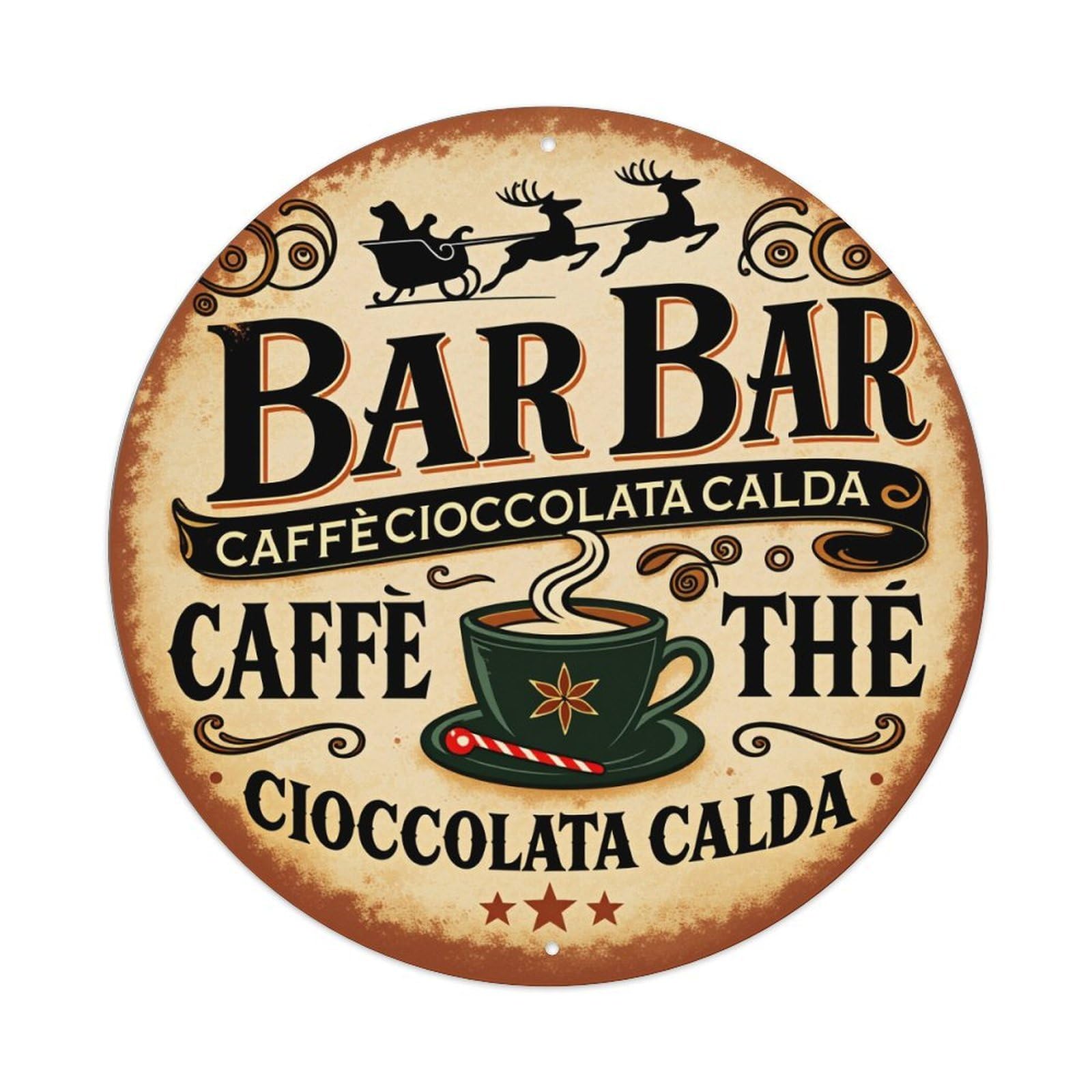 Bar Bar Coffee Tea Hot Chocolate Metal Tin Sign Plaque