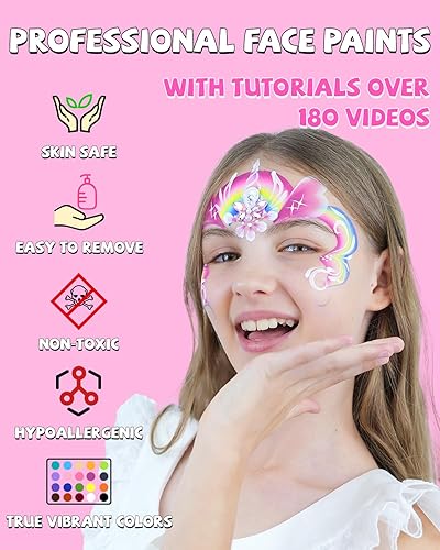 Miniatura 2 de Anka Bella Pintura facial de pastel dividida activada por agua, de 2.12 oz, kit profesional lavable no tóxico para niños y adultos, regalo para