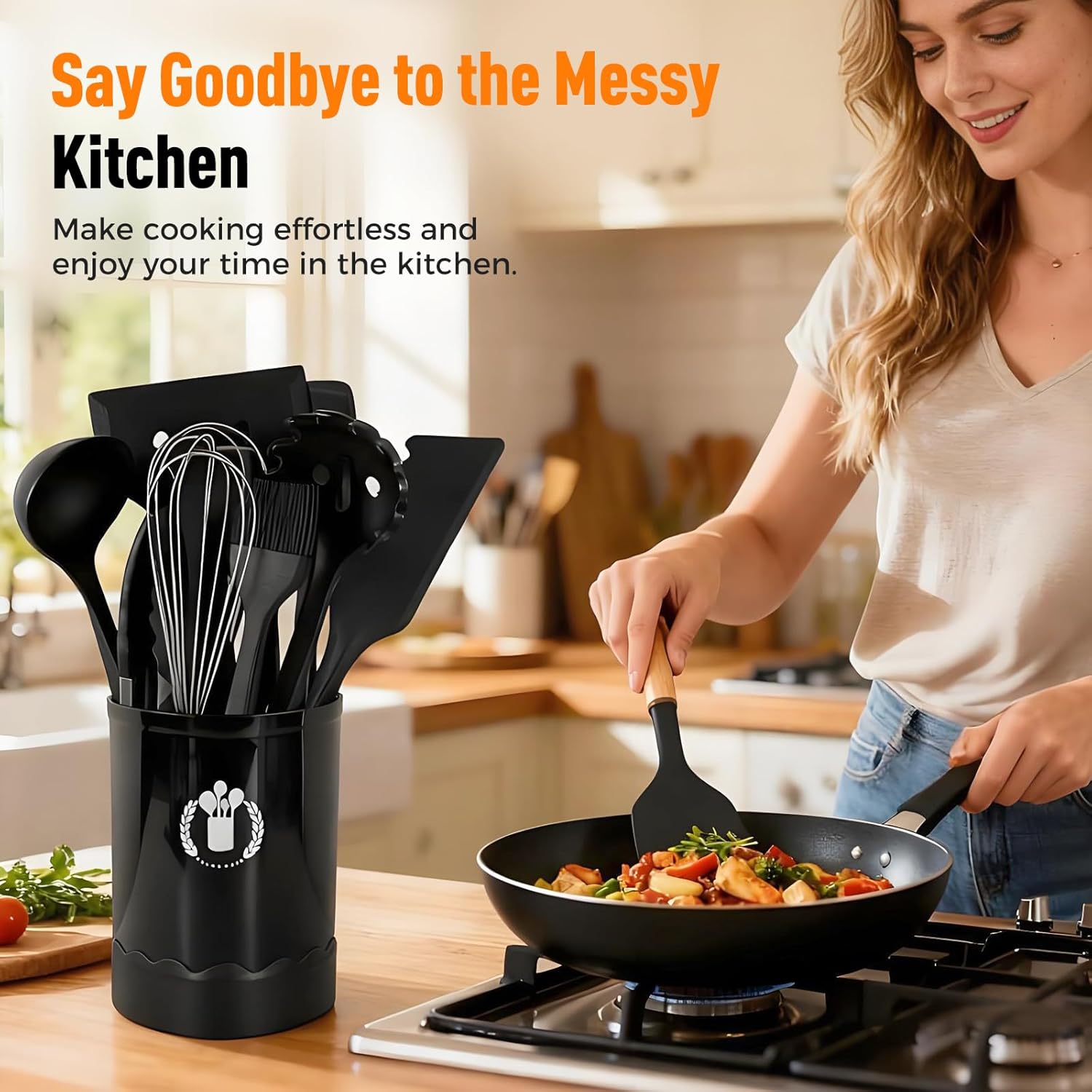 Multifunction Spatula Cooking Spoon, 2025 New Silicone Nonstick Pan Cooking Spoon, Matte Kitchen Silicone Utensil for Cooking Serving Stirring Scooping Scraping (White 13sets)