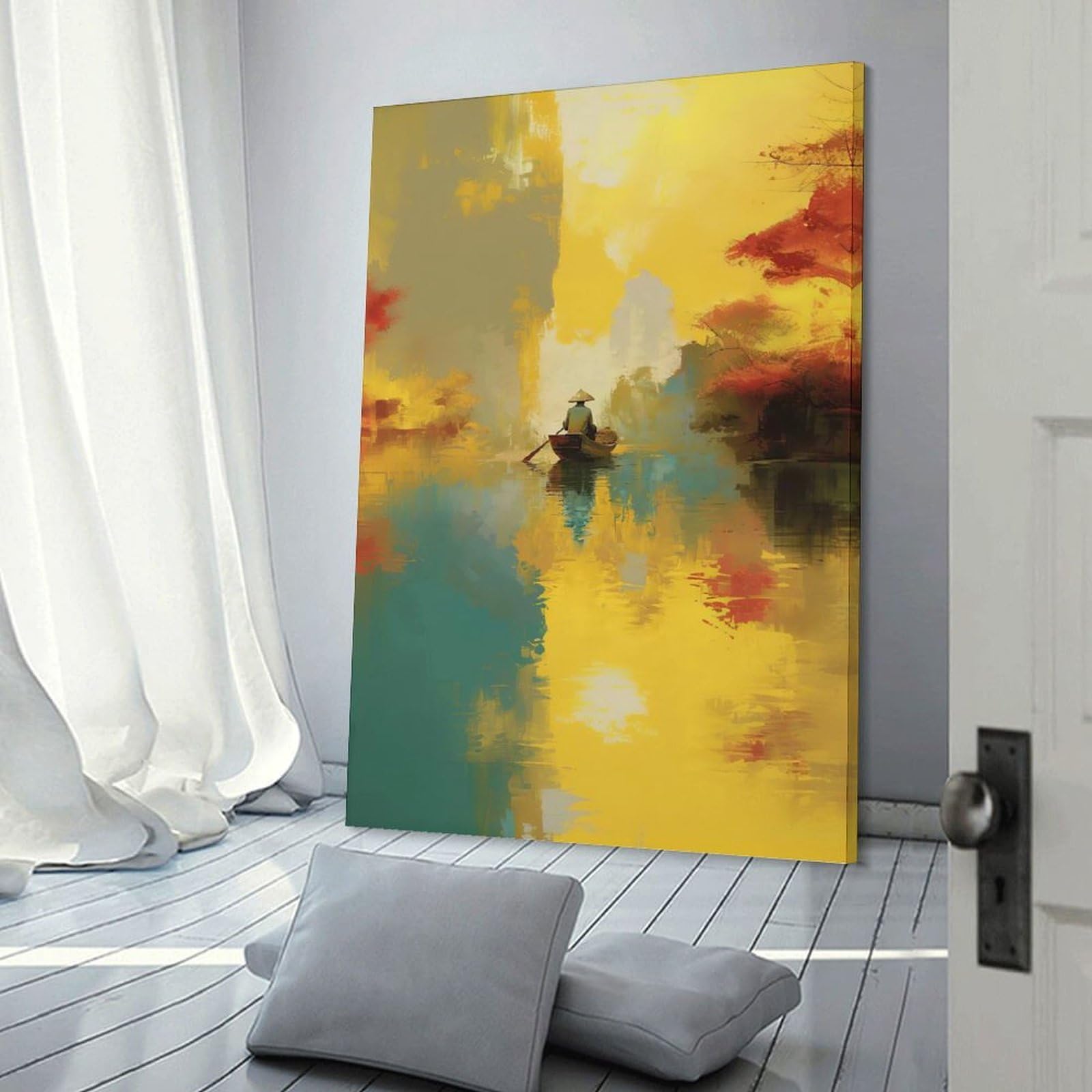 Junmoney Vietnamese Sunrise Canvas Wall Picture, 24x36inch(60x90cm), for Home, Office, Studio Or Guest Room, A Flexible Wall Accent for Shared Spaces