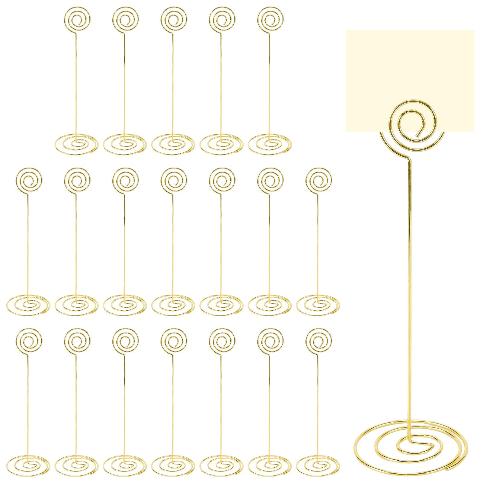 MOUYAT 20 PCS Table Number Holders, 8.75 Inch Table Number Stands, Place Card Holder, Gold Tall Photo Card Holder for Wedding, Party