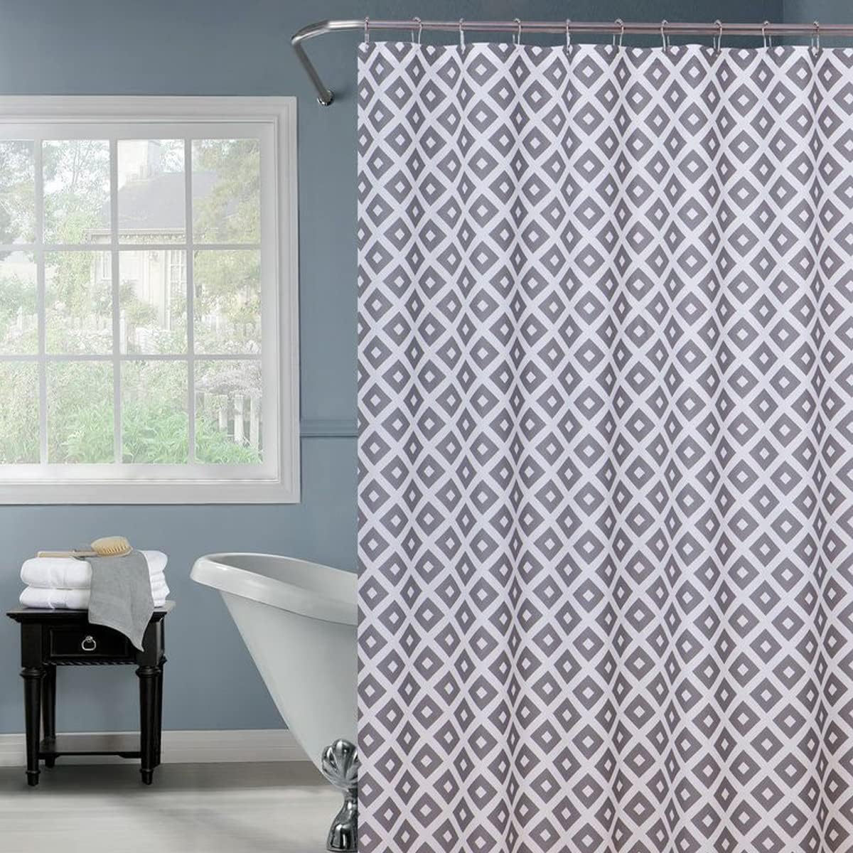 Wee's Modern Shower Curtain with Metal Hooks Waterproof
