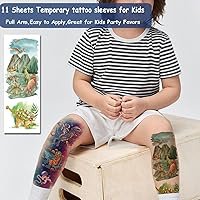 Vista 2 de Tatuajes temporales de manga completa para niños, 11 hojas de tatuajes temporales de brazo completo para niños y niñas, regalos de fiesta