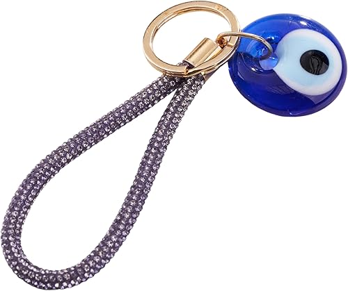 BCS Evil Eye Keychain Bag Charm - Good Luck & Protection Amulet - Car Keyring Purse Accessories for Women