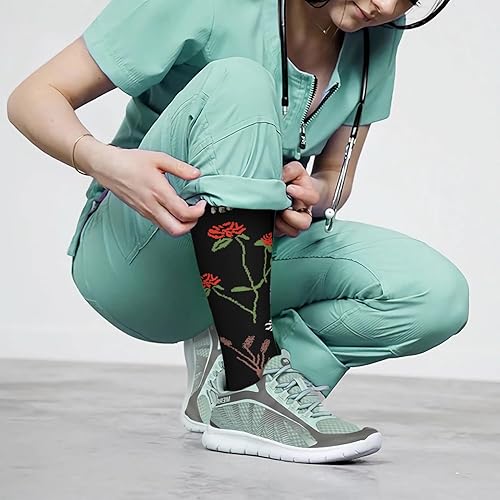 Miniatura 5 de FuelMeFoot 6 pares de calcetines de compresión para mujeres y hombres, 15-20 mmHg, soporte graduado hasta la rodilla, calcetines para enfermeras,