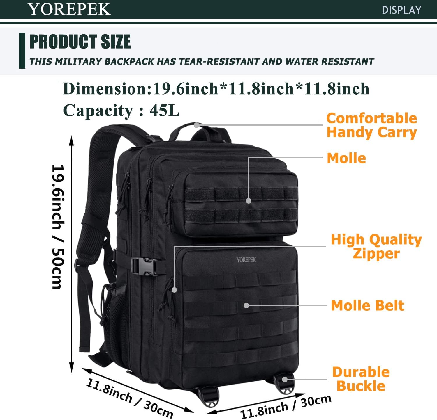 YOREPEK Tactical Backpack