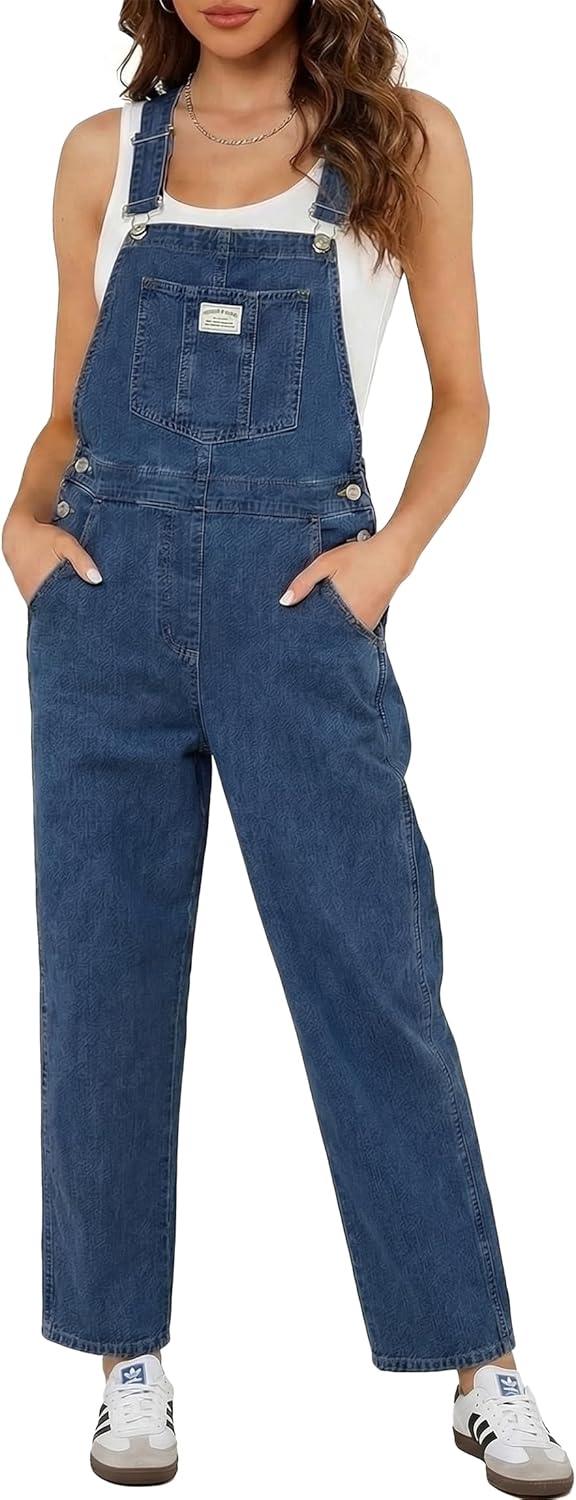 POTILI Casual Denim Overalls for Women Loose Wide Leg Pants Adjustable Jean Jumpsuits with Pockets Summer 90s Outfit 2026