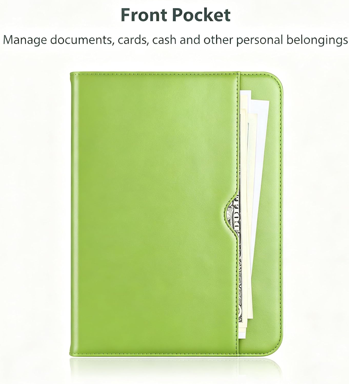 ProCase for iPad A16 11th Generation 11” 2025/iPad 10th Generation 10.9” 2022 with Pencil Holder, iPad 11/10 PU Leather Case Business Stand Cover Smart Folio with Hand Strap Front Pocket -Green