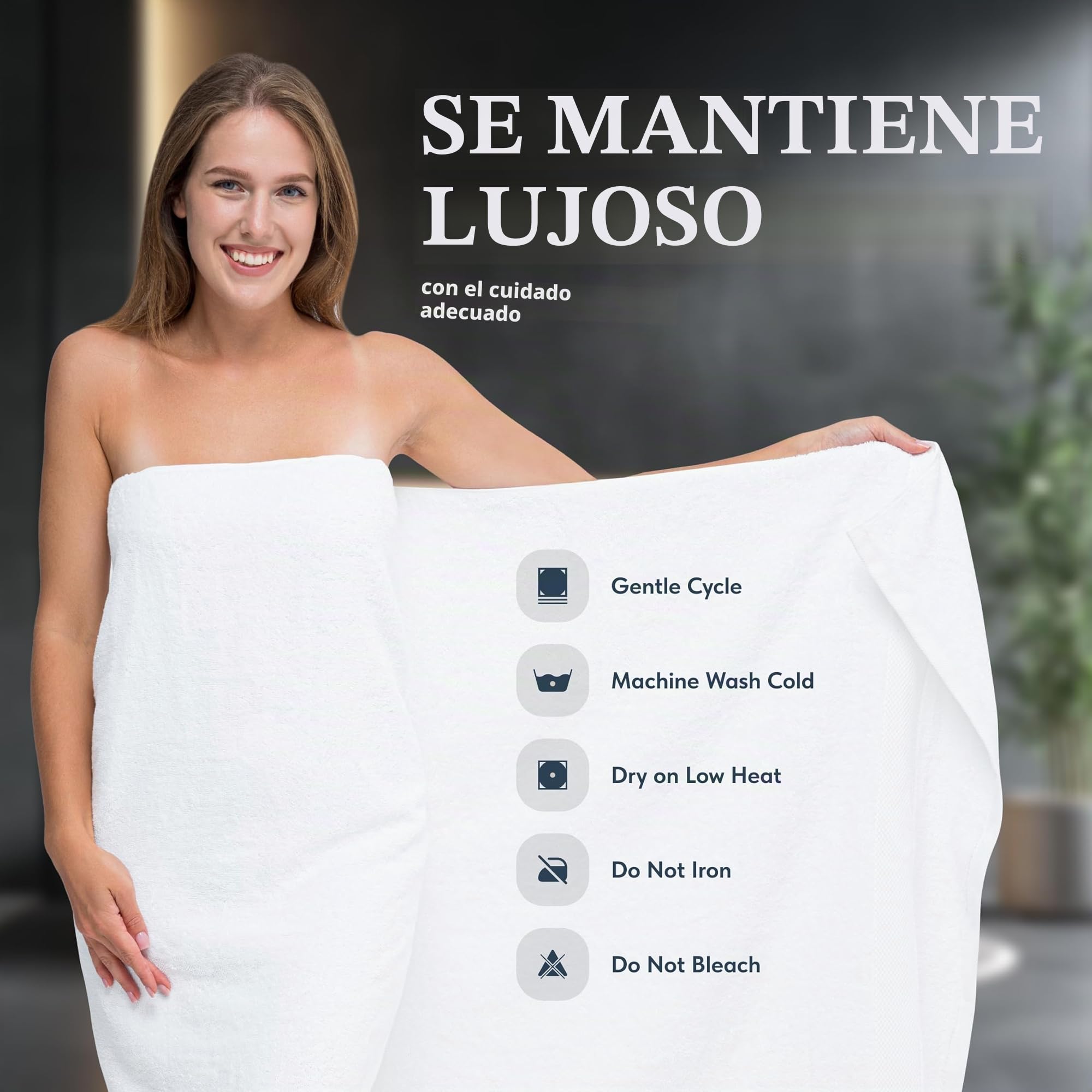White Classic Toallas de baño de lujo para adultos, extragrandes, 35 x 70 pulgadas, algodón turco de 700 GSM, altamente absorbentes, colección de hotel, paquete de 2