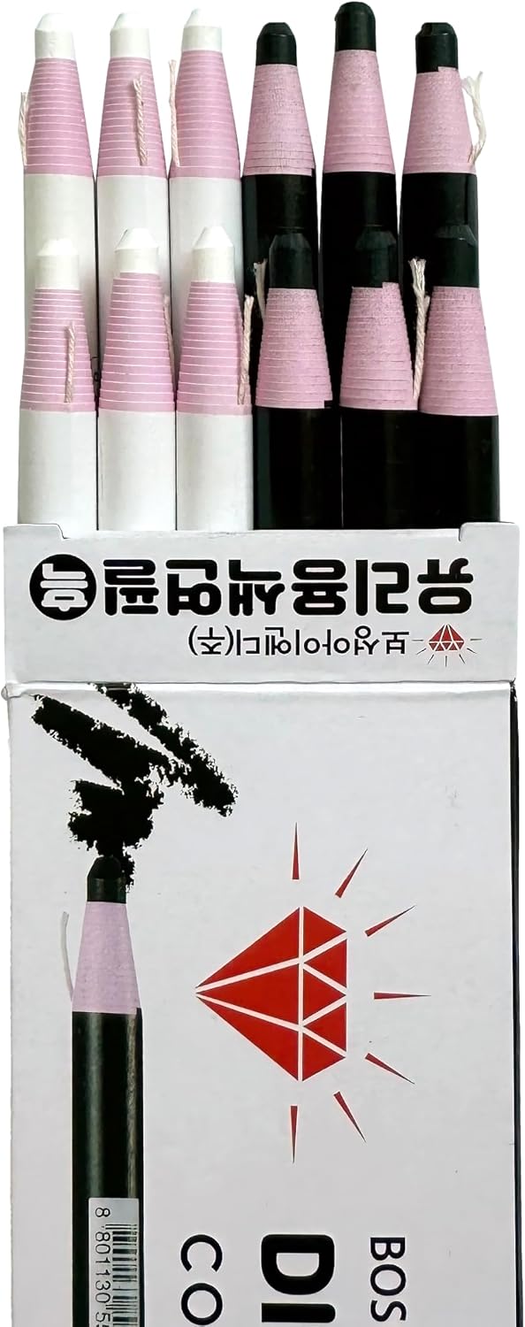 Dermatograph Colored Grease Pencils – Peel-Off China Makers – Set of 12 – Multi-Surface Use on Glass, Vinyl, Plastic & Metal – Ideal for Art, Marking & More (Black)