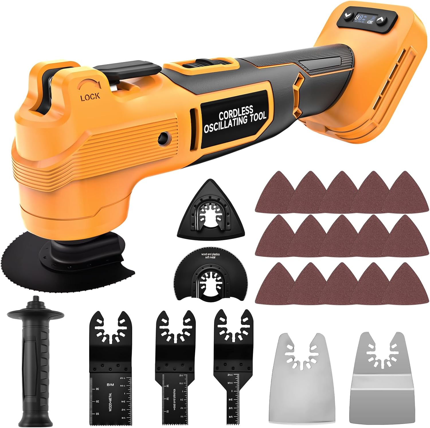 Cordless Oscillating Tool Compatible with DeWalt 20V Battery, 21000 OPM Brushless Motor, Smart Auto Mode, 6-Speed Multi Tool with 23 Accessories for Cutting & Sanding (Bare Tool)