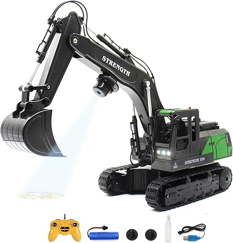 Excavadora a control remoto, excavadora RC de 14 canales, vehículos de construcción, transportadores hidráulicos, excavadora de juguete con