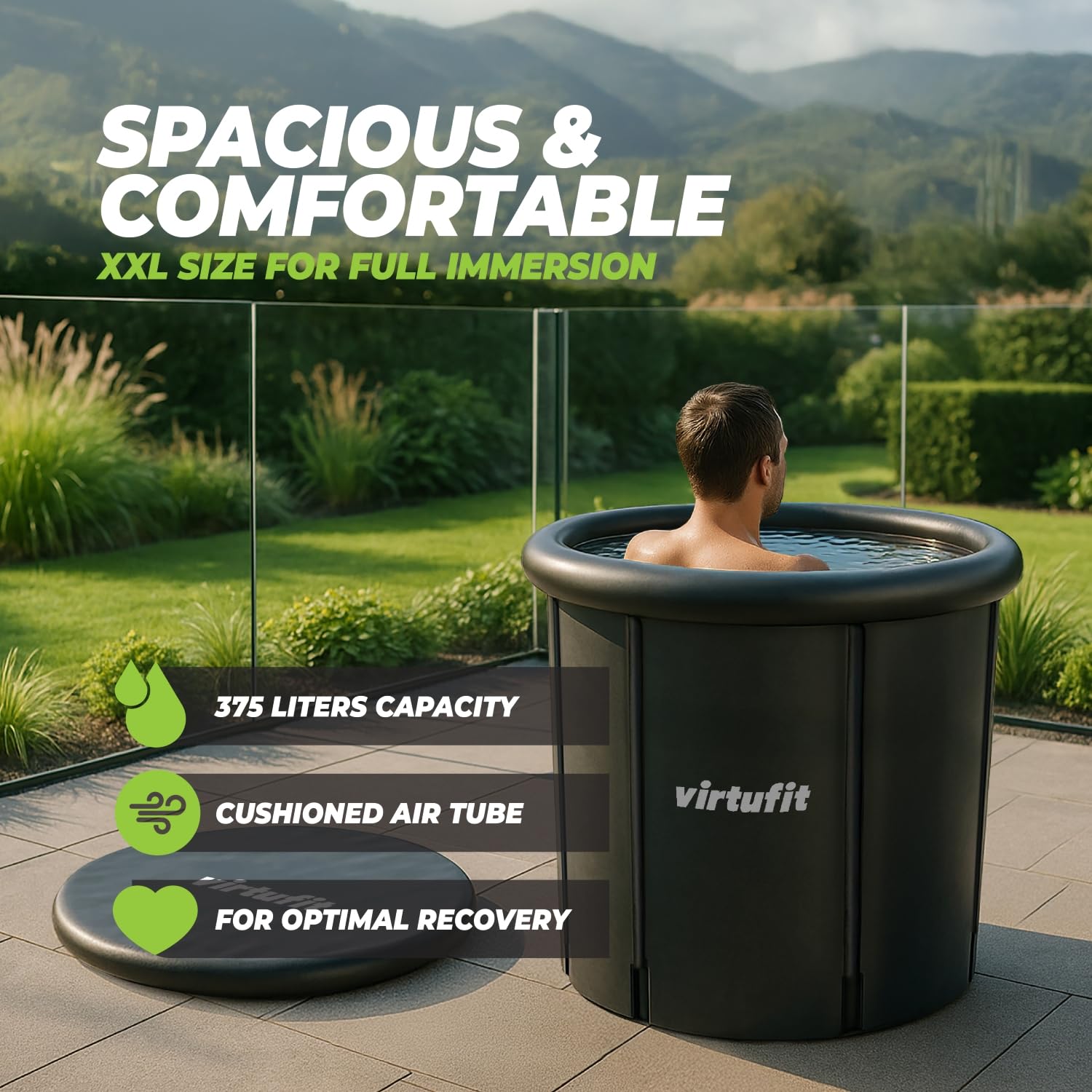 VirtuFit Bain de glace XXL - 375 litres - Anthracite