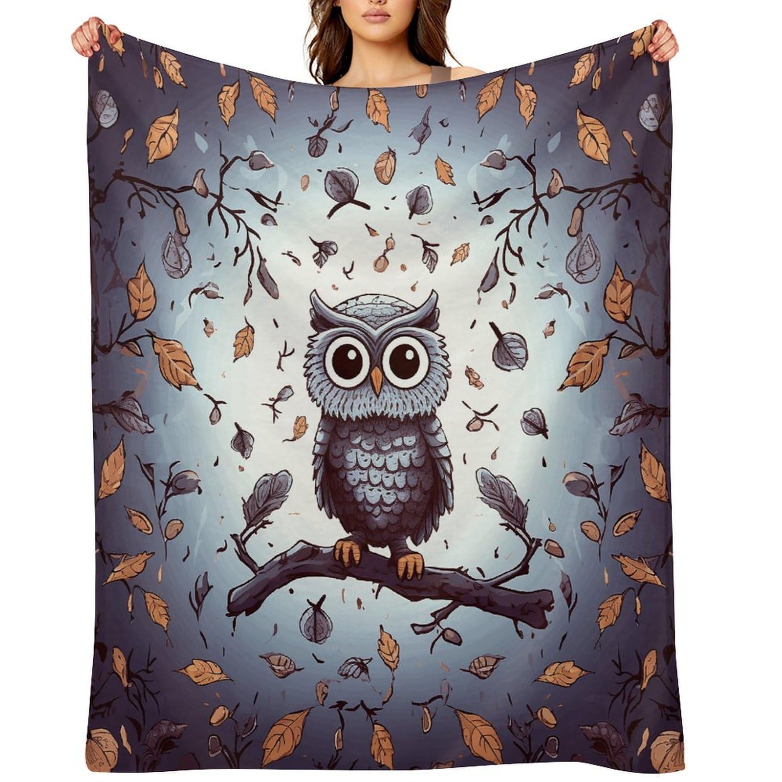 Owl Tree Branches Blankets Large Luxury Flannel Throw Blanket Fashion Thick Blanket for Sofa&Bed Blankets Cozy Ultra-Soft Bath Towel for Men&Women 40"x50"