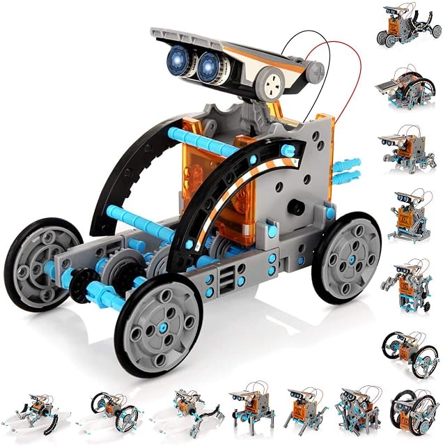 Winique Solar Robots,14-in-1 STEM Educational Solar Robots,190 Pieces Solar Power Toys Kits DIY Assembly Robotic Set for Kids Aged 10+ (14-in-1 kit)