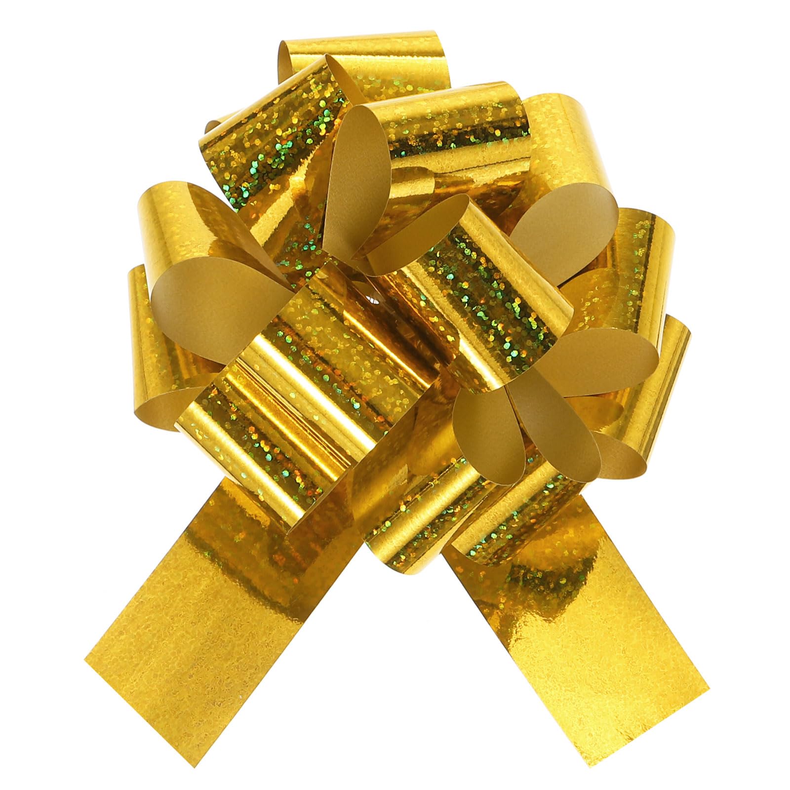 sourcing map10pcs 4 Inch Metallic Large Big Pull Bow Glitter Gift Wrapping Bows Ribbon for Wedding Car Baskets Presents Christmas Bow, Gold