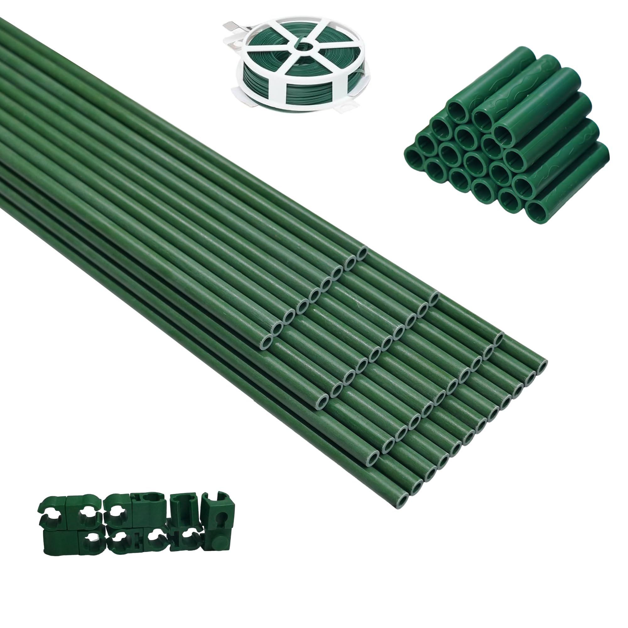 Xiny Tool 50 Pack 17" DIY Garden Support Stakes, Plastic Coated Deform-able Climbing Plant Trellis Plant Climbing Frame for Tomatoes, Vegetables, Cucumber, Fences, Beans