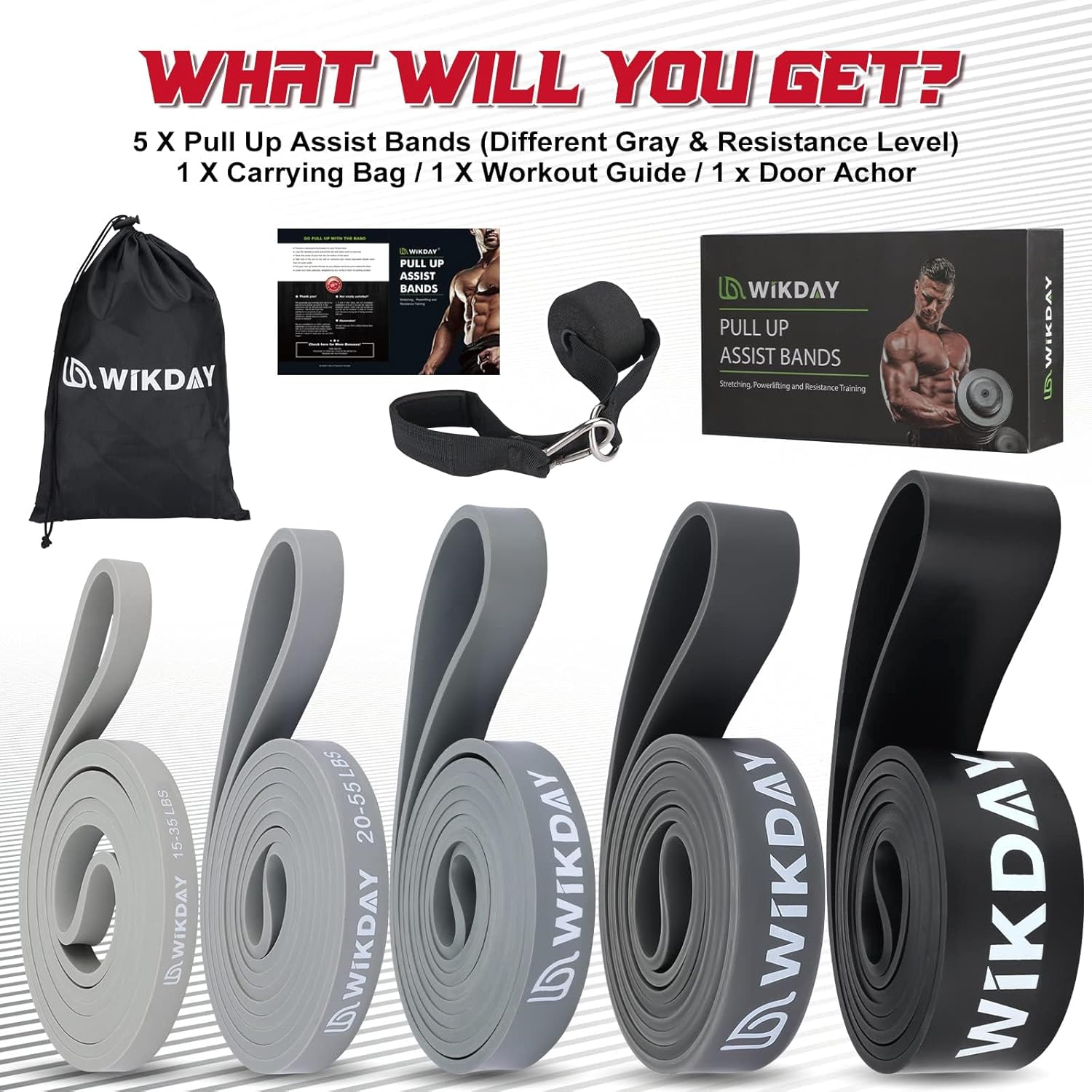 Resistance Bands for Working Out, Exercise Bands, Workout Bands, Pull Up Assistance Bands for Body Stretching Training Physical Therapy Muscle Training for Men & Women