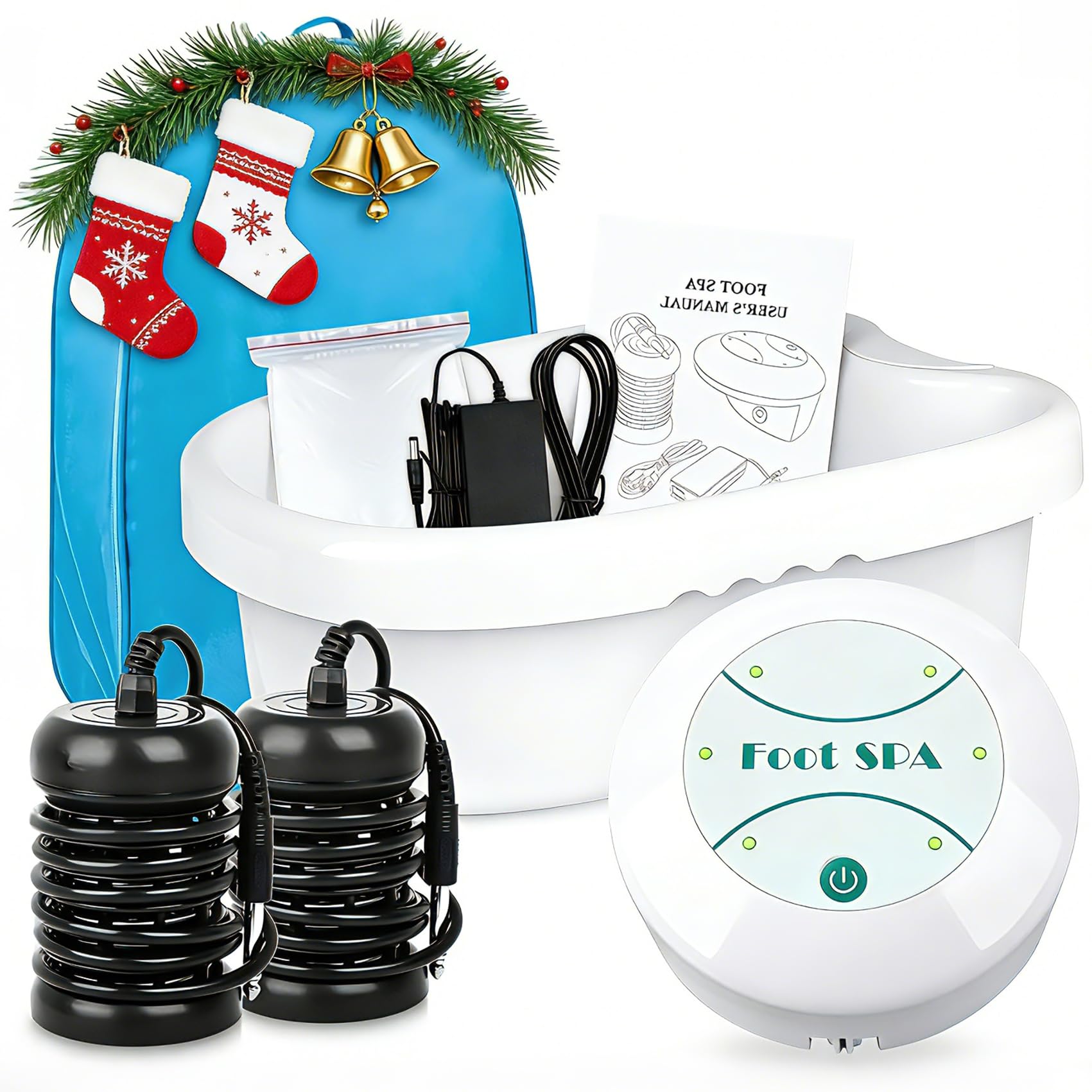 Foot Spa Detox Machine with Portable Bag, Ionic Detox Foot Bath Machine Hydrogen Negative ion Foot Spa Tub with Foot Basin, 2 Arrays, 100 Liners