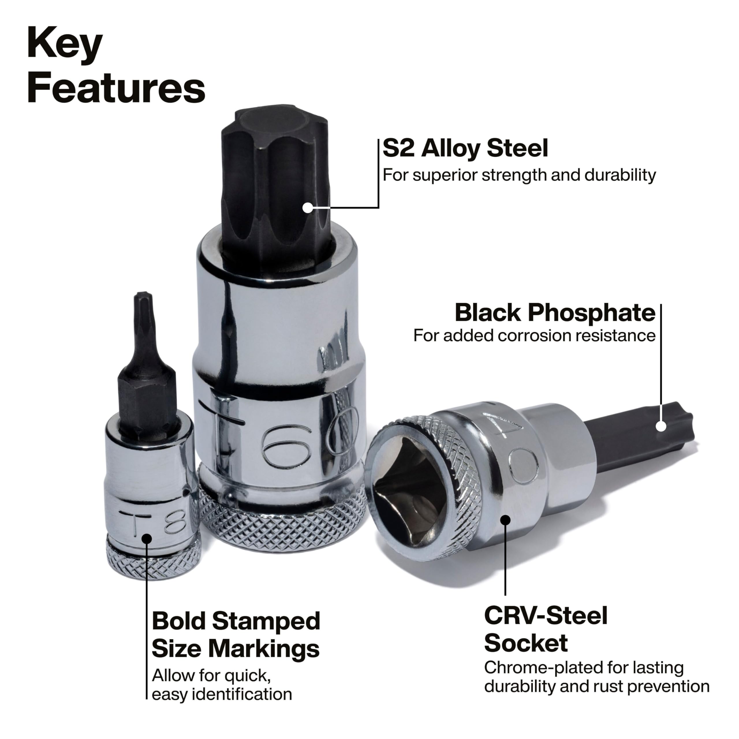 Klein Tools 65213TX zestaw nasadek bitowych TORX, T8 toT60, napędy 1/4, 3/8 i 1/2-calowe, stal Cr-V, obudowa MODBox, 13-częściowy