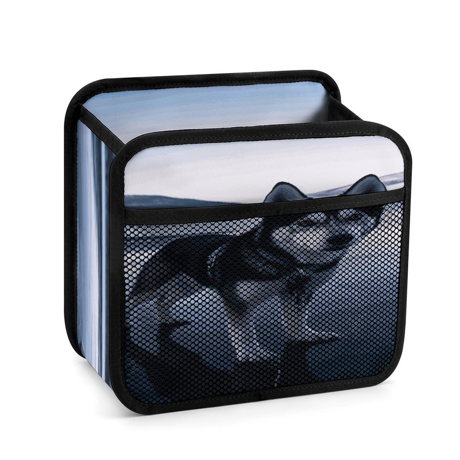 Btcowzrv Style Husky Dog On A Frozen Lake Car Seat Back Organizer, Pu Leather Hanging Backseat Car Organizer With Elastic Mesh Pocket, Storage Bag For Most Vehicles