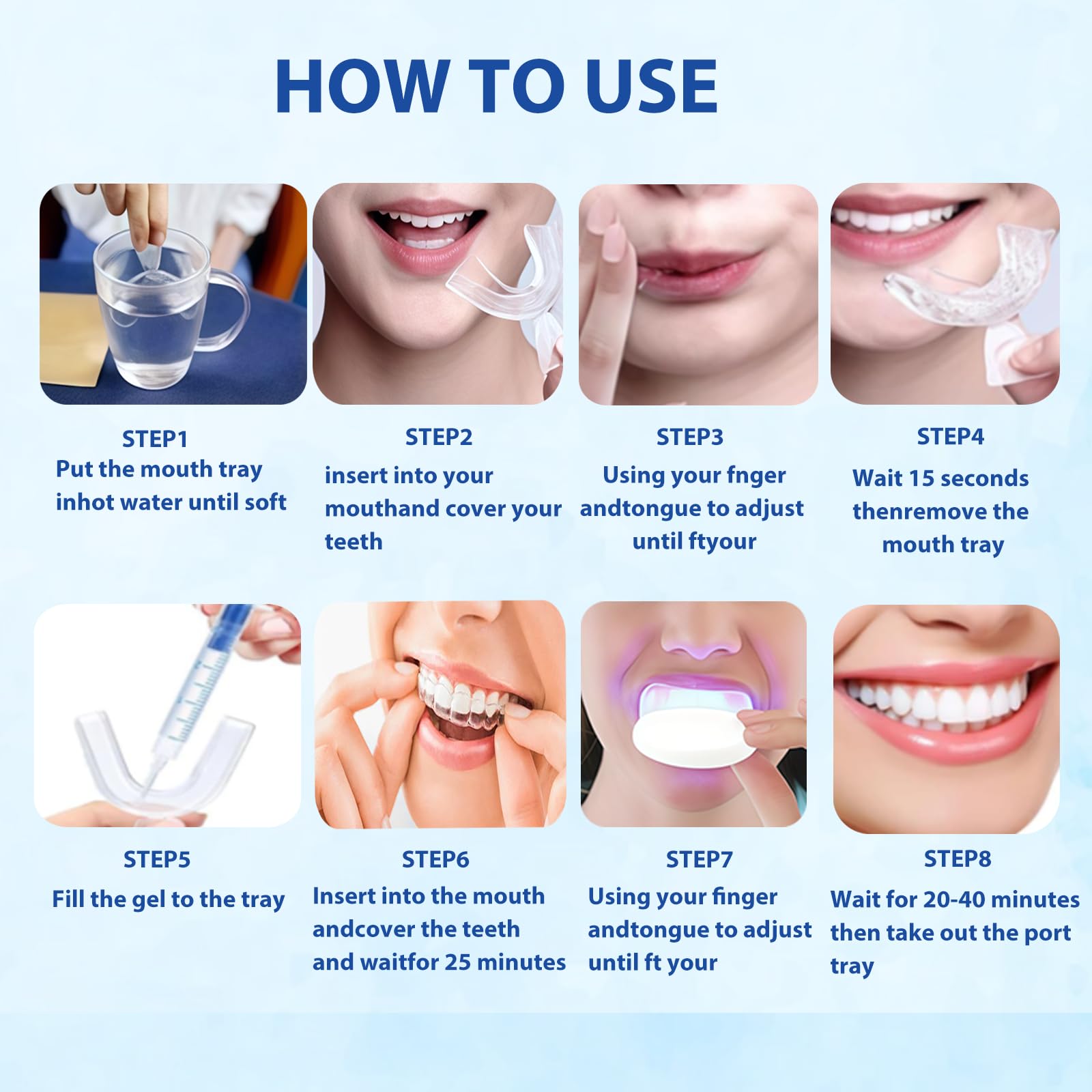 Kit Sbiancante Denti Professionale,10 pcs Gel sbiancante,Rapido sbiancamento dei denti a Casa,Efficace Ridurre Macchie Profonde per illuminare il sorriso,con applicazione semplice
