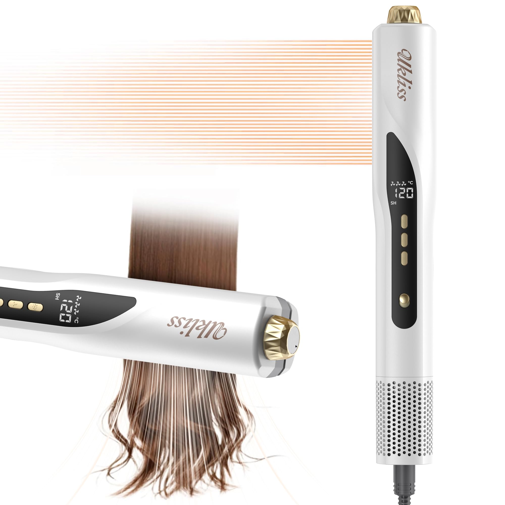 UKLISS Sèche-Cheveux Lisseur 3 en 1, Pro Lisseur à Air Ionique 200 m/min-Plasma Coiffage Mouillé à Sec, pour réduire la casse et apporter plus de brillance, Convient à tous les types de cheveux