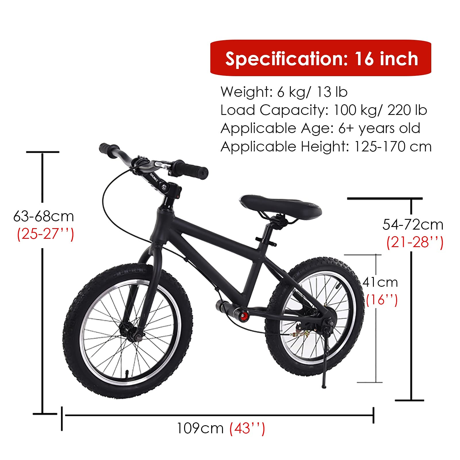 Bicicletta Senza Pedali Grande da 16" Bicicletta da Allenamento Grande Senza Pedali con Freno e cavalletto Sedile e Manubrio Regolabili per Adolescenti Principianti Adulti