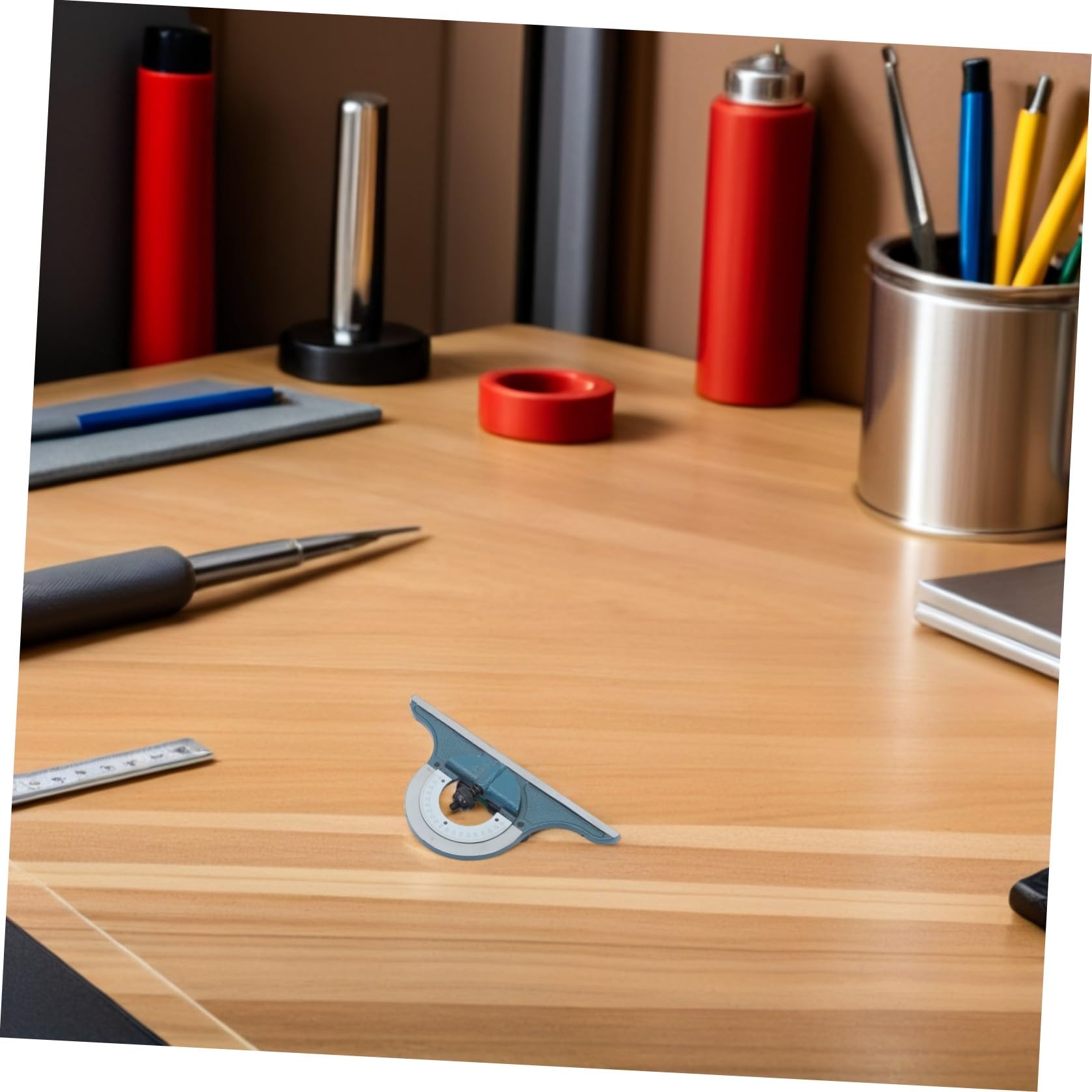Juego de Escuadra Combinada Transportador Ajustable de Precisión de Acero al Carbono y Estuche Protector para Carpintería y Trabajos de Madera