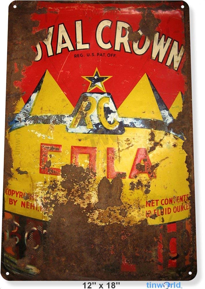 12" x 8" TIN SIGN Rusty RC Cola Metal Decor Wall Art Royal Crown Shop Soda