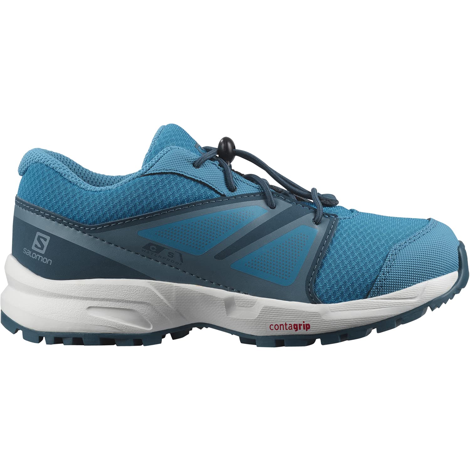 SALOMON Sense Climasalomon Waterproof (impermeable) unisex-niños Zapatos de trail running, Azul (Barrier Reef/White/Legion Blue), 26 EU