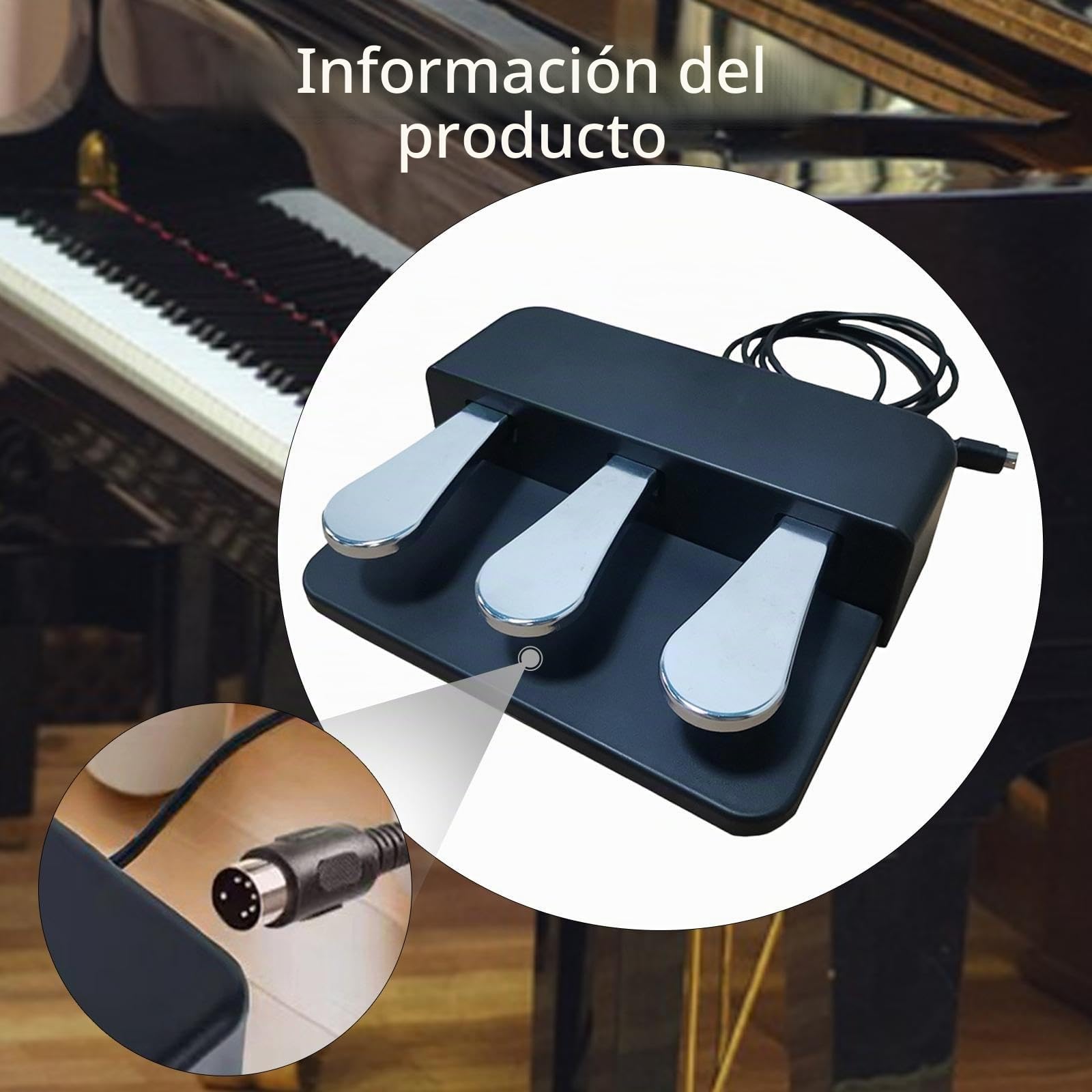 predolo Pedalera de 3 Pedales, Accesorios para Pianos Digitales Y Teclados.