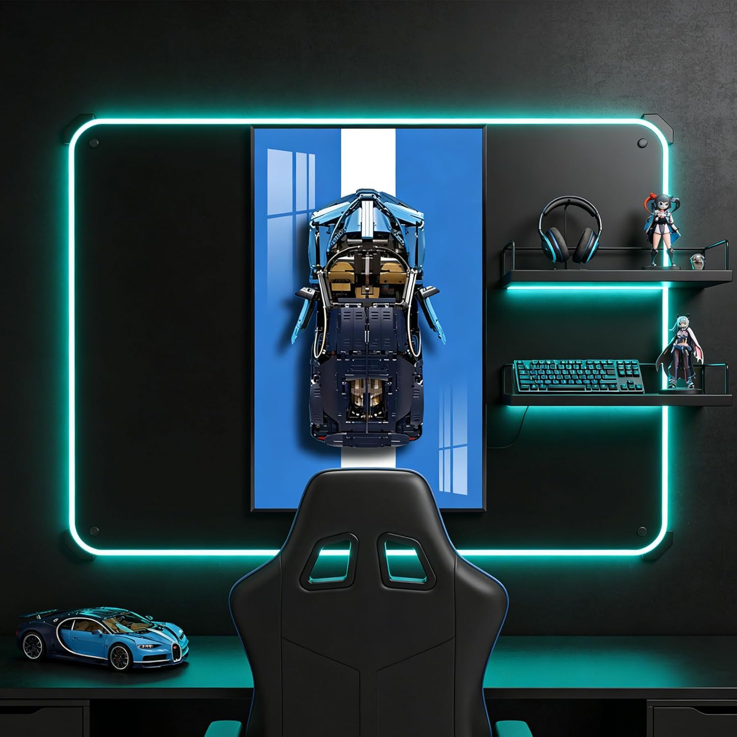Display Wallboard for Lego AMG F1 42171/Porsche 911 GT3 42056/McLaren F1 42141/Bugatti 42083 Race Model Car，Adult Collectibles Wall Mount for Home or Office Décor（No Car Modle） (for Bugatti 42083)