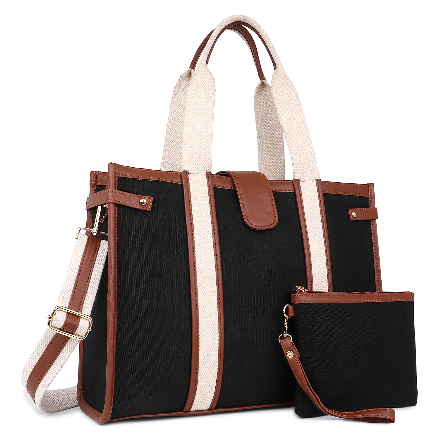 Womanix Womens Laptop Tote Bag Canvas Laptop Bag 15.6 Inch Work Shoulder Bags Casual Briefcase Handbag For Travel, Office, College (0046),Brown (B0CND681PC) Amazon Price History, Amazon Price Tracker