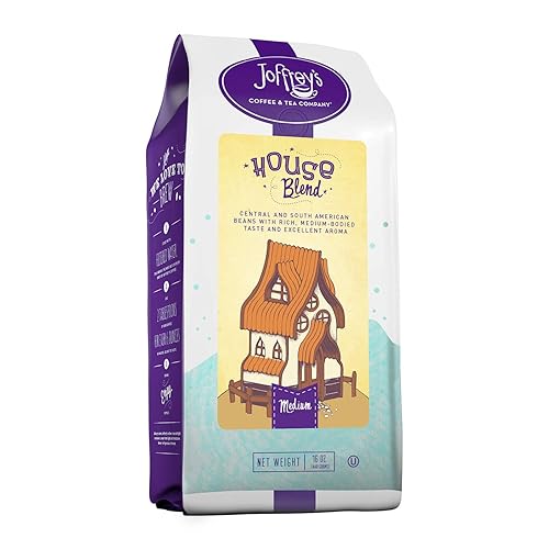Joffrey's Coffee - Mezcla de casa, rica mezcla de café, tostado medio artesanal, granos de café arábica, mezcla de café molido bien equilibrada,