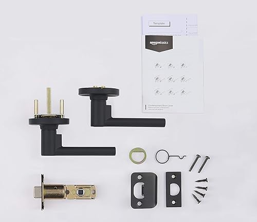 Miniatura 8 de Tienda Basics Palanca de puerta contemporánea Madison  Privacidad  negro mate, paquete de 6, 6 unidades en total