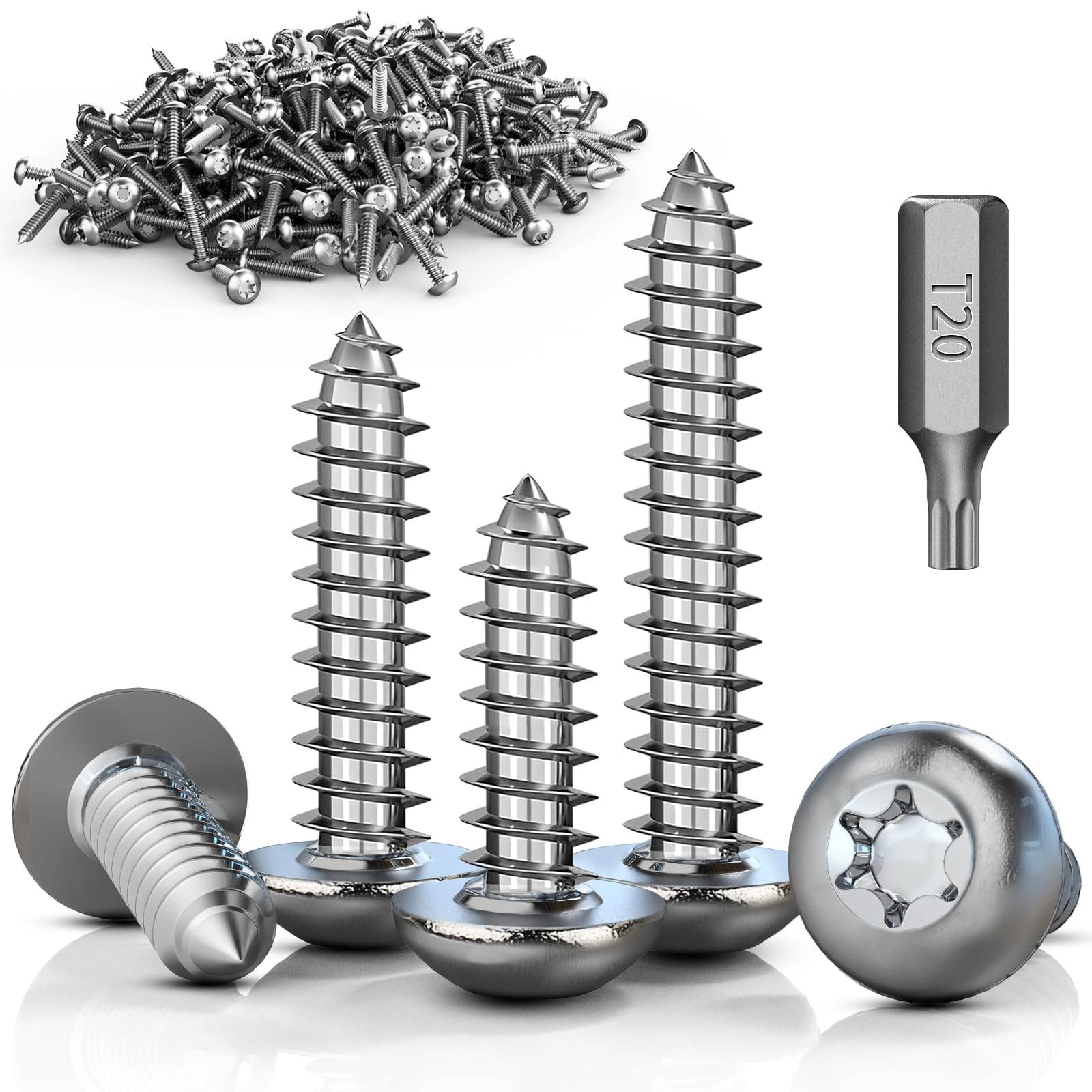 ddckj 100Pcs M4 x 18 mm Stainless Steel Self Tapping Screws Pan Head Screws Torx Self Drilling Screws for Metal with T20 Drill Bit