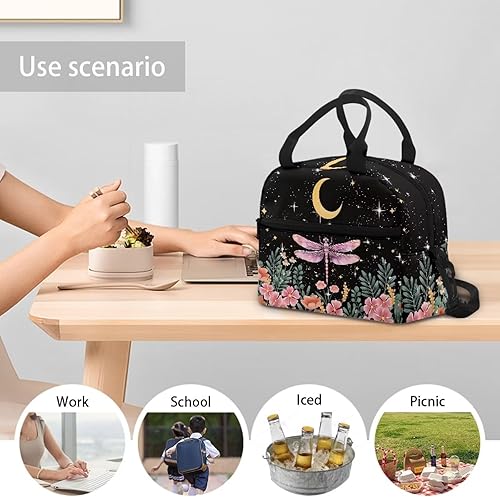 Vista 132 de doginthehole Bolsa de almuerzo portátil de teñido anudado azul, bolsa de almuerzo, organizador reutilizable, hielera para adultos, al aire libre