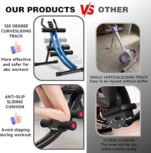 Miniatura 5 de Banco abdominal Ab máquina abdominal para mujer, ejercitador abdominal para el hogar, 308 libras, compresor abdominal plegable, entrenador de núcleo
