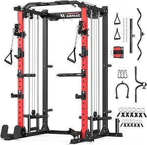 ARMAC Multi-Functional Power Rack-2000lbs Capacity All-in-One Squat Rack with Dual Pulley System, Power Cage for Home Gym Strength Training