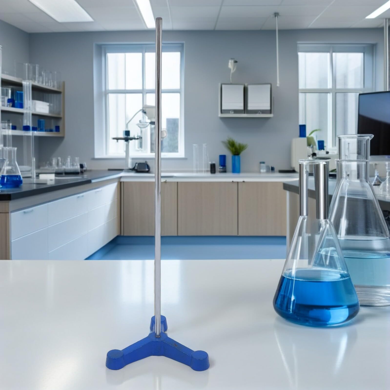 SOLUSTRE Laborstativ Metallständer mit Dreibeinfuß 110mm Schmiedeeisen Stativfuß für Glaswaren Bechergläser Retorten Laborgeräte