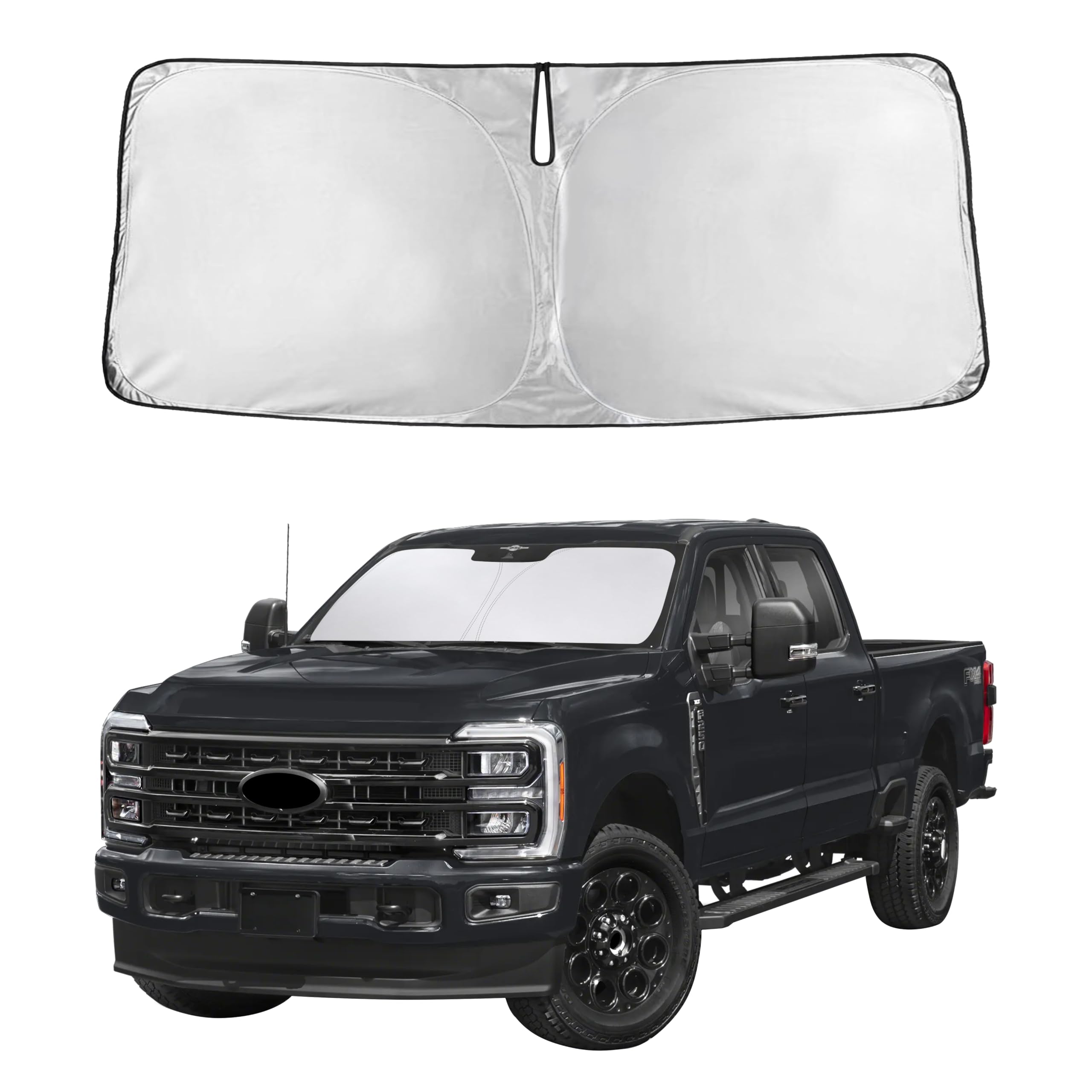 Autovir Windshield Sun Shade Fit for 2017-2024 2025 2026 Ford F250 Sunshade, Front Car Window Shades Sun Visor, Blocks UV Rays & Heat, Car Accessories Fit for Fit ford F250 2017-2026