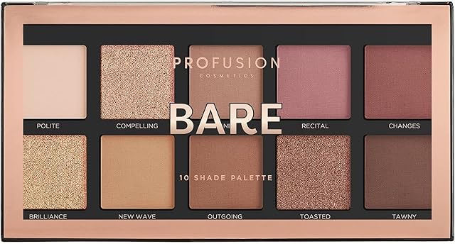 Profusion Cosmetics Bare 10 Shade Eyeshadow Palette, Multicolour