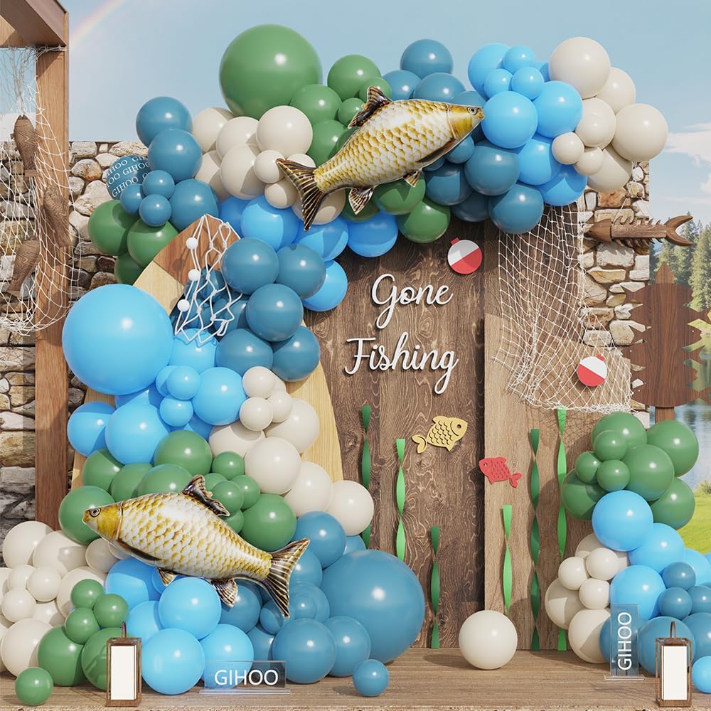 fish themed accessories Fishing Birthday Party Decorations 145pcs Blue Gone Fishing Balloon Garland Arch Kit with Gaint Balloons for Fishing Baby Shower Party Decorations : Home & Kitchen Type:Silicone Net With Boat Hook Abu Garcia EON 802M Recommended+line_specs001:3 - 6 kg 8in chain Made of
