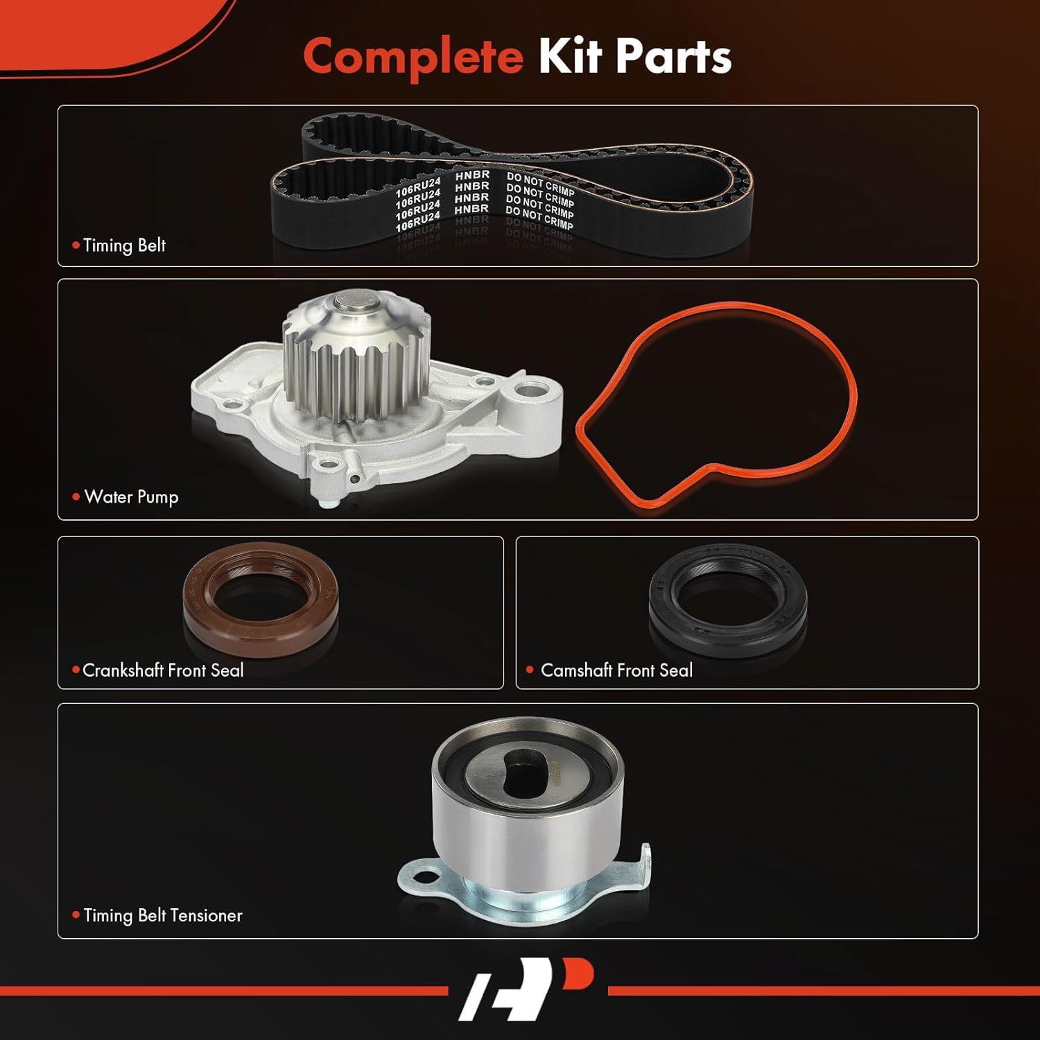 A-Premium Engine Timing Belt Kit with Water Pump Compatible with Honda CRX 1988-1991, Civic 1988-1995, Civic del Sol 1993-1995 - SOHC 1.5L