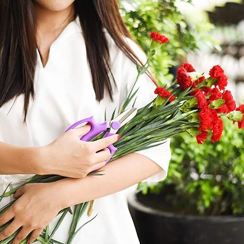 Miniatura 8 de Tijeras de podar de jardín con mango de agarre cómodo, tijeras florales profesionales de acero de primera calidad, perfectas para arreglar flores,