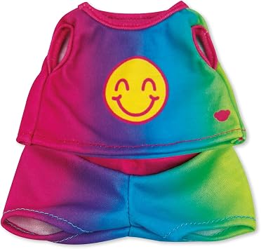 Casdon MINI Build-A-Bear Workshop Rainbow Smiley Toy Clothes Pack. 4 Mix-and-Match Toy Outfits Includes Pajamas, Cute Hoodies, Summer Styles | for Kids Aged 3+. Suitable for 9 MINI Bears ONLY