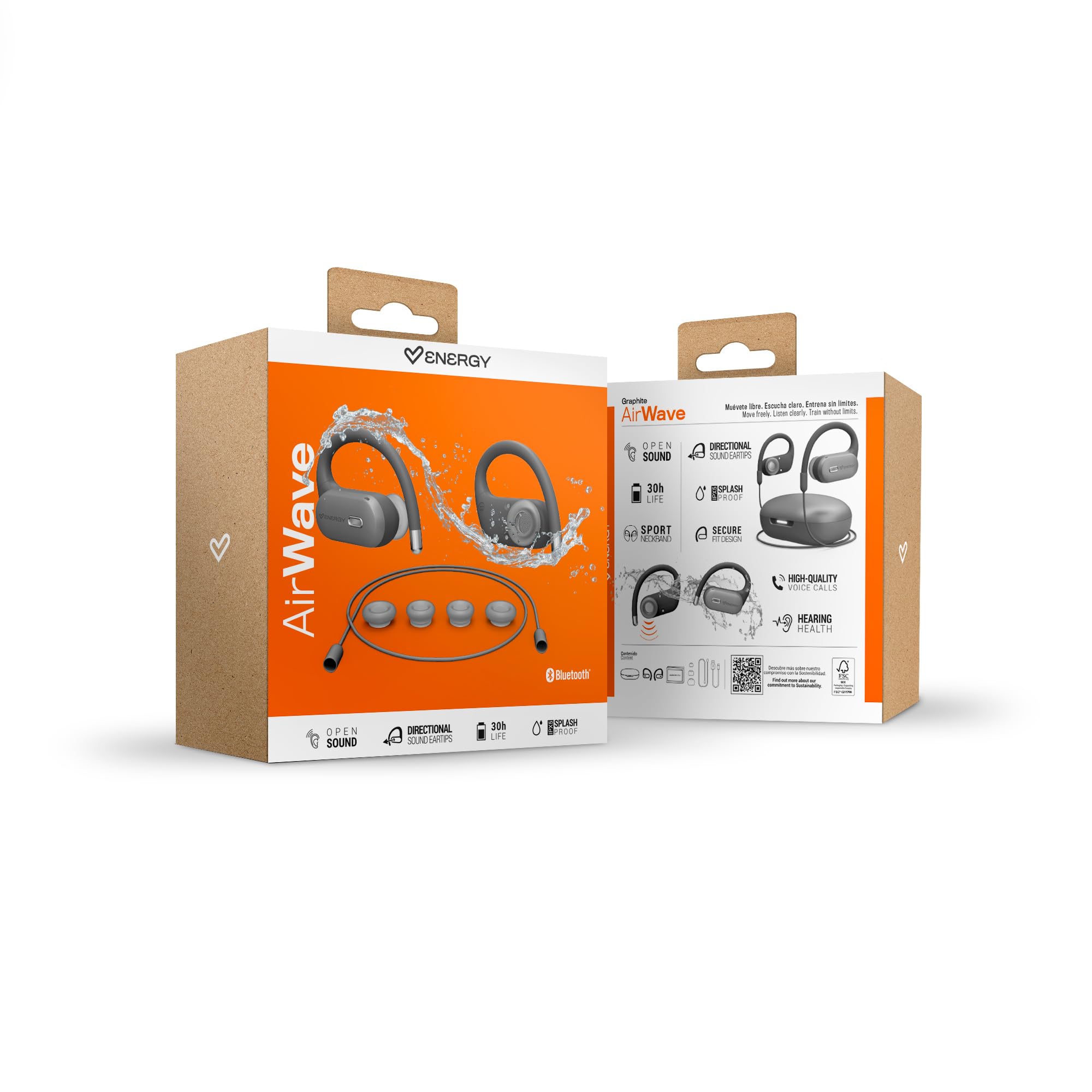 Energy Sistem AirWave – Auriculares Bluetooth 5.4, True Wireless Stereo, hasta 30 Horas de autonomía e IPX5